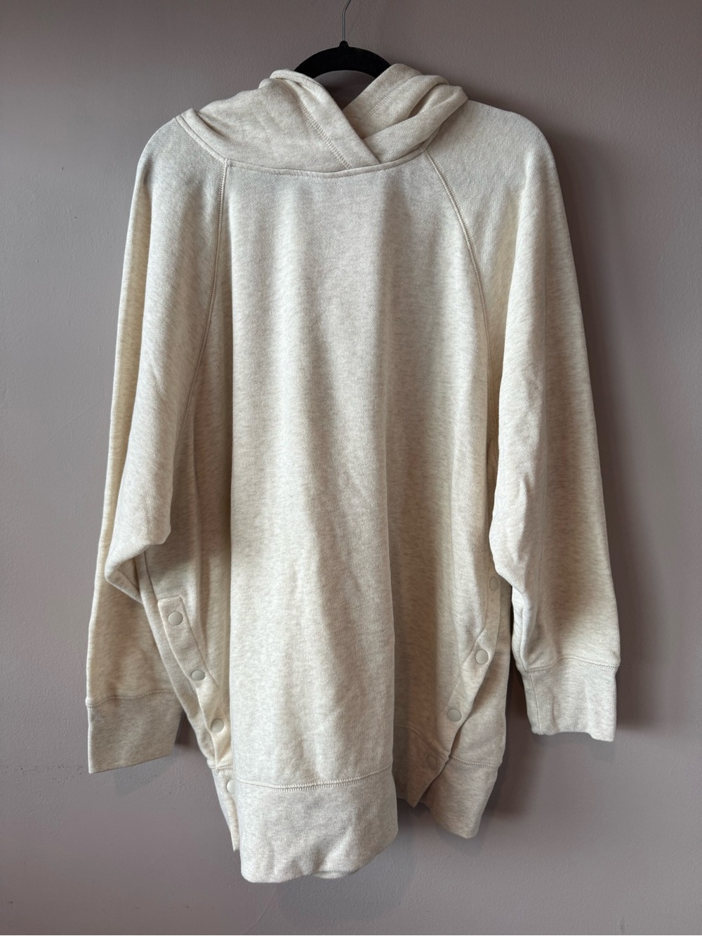 Aerie Women’s Ivory Loose Fit Snap Side Super Soft Hoodie Sweatshirt Size XL